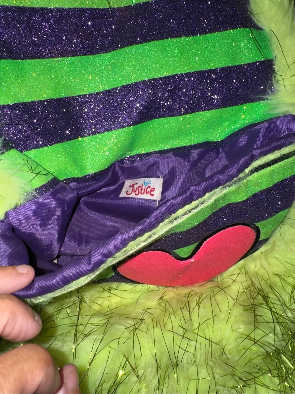 Justice fuzzy monster purse